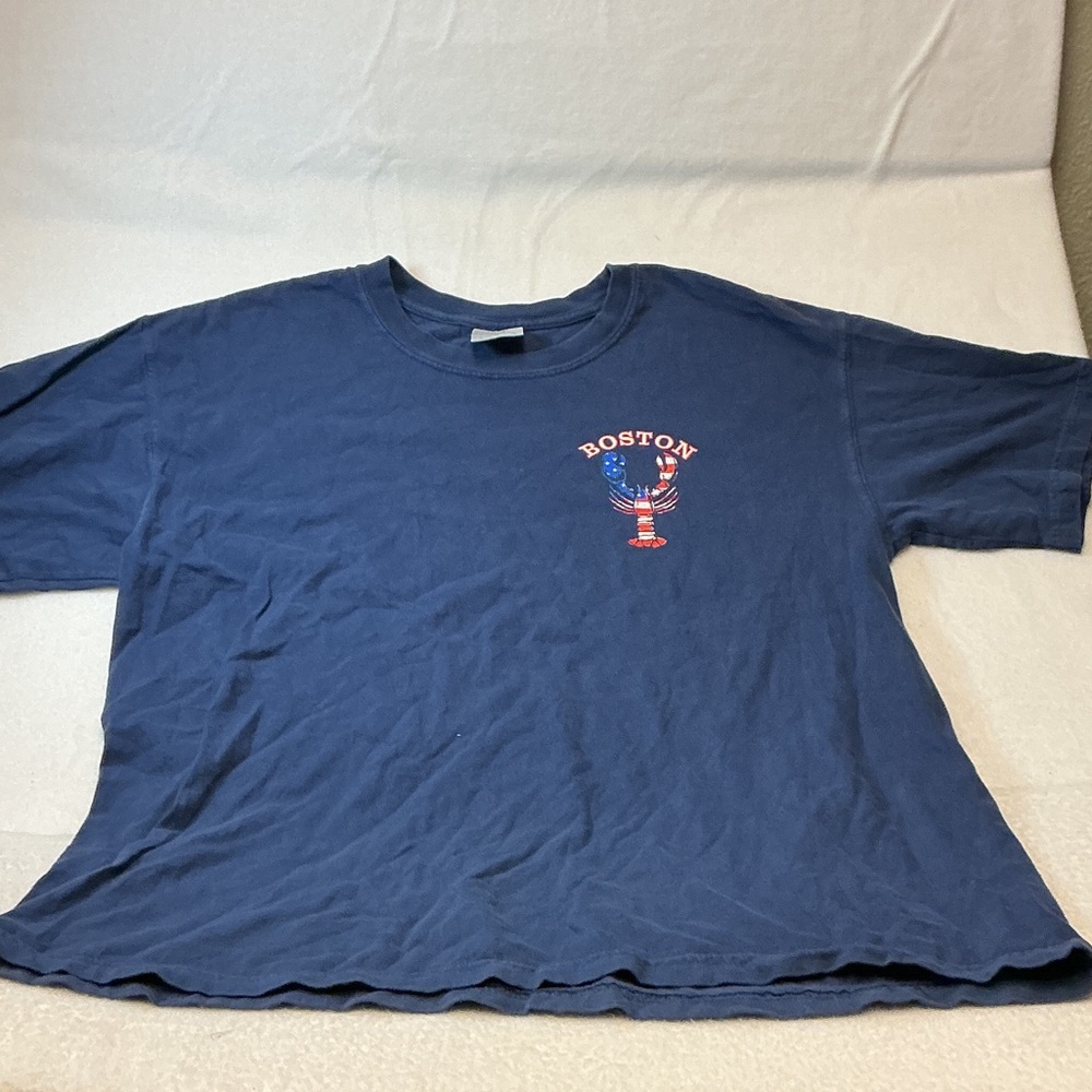 Comfort Colors Navy Blue Boston lobster Tee Sz L. 0713